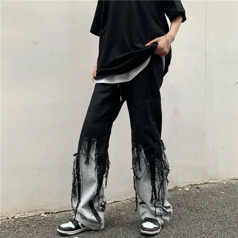 American style retro mens and womens street fashion personalized n straight leg jeans hiphop loose casual pants 240819