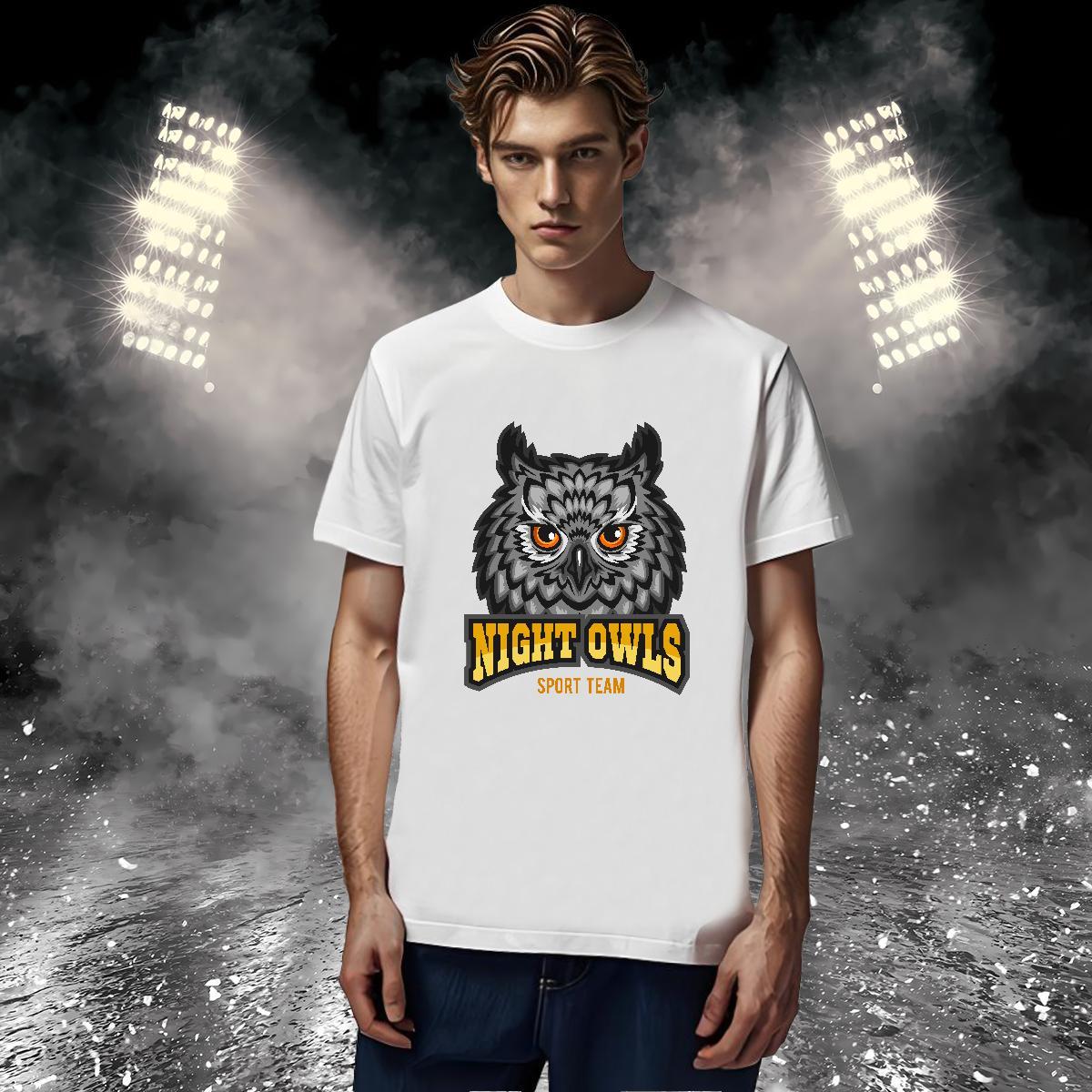 Classic Men T Shirts owl Round Neck Short Sleeve Daily Outfit Black White 100% Cotton 230g Men Tees New Top Tees