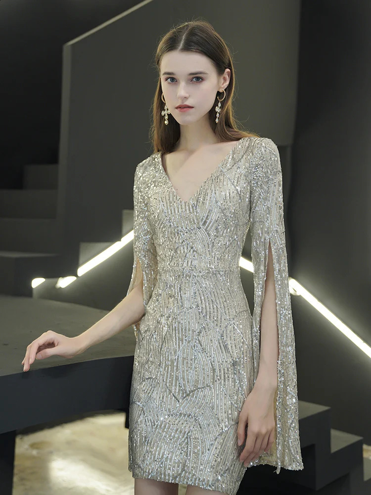 YIDINGZS Women Prom Dress Sexy Sequin Dress Long Sleeve Party Bodycon Dress 240819