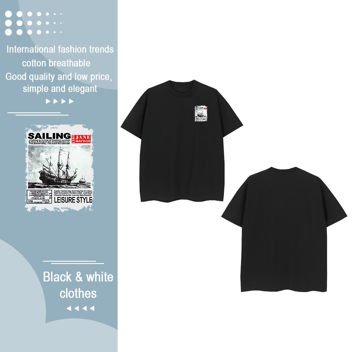 Fashion Design Tshirt for Man Woman Boat Beach 230g Cotton Tee Shirt Breathable Short Sleeve TOP Quality Mens T Shirts Oversized 3XL 4XL