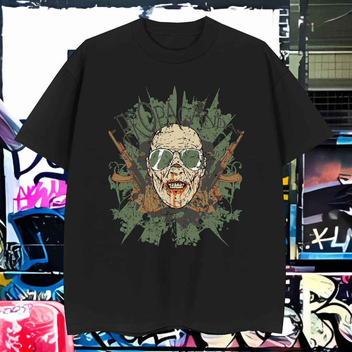 Men T Shirts 230g 100% Cotton long-barrelled gun Home Outdoor Breathable Cartoon Print Men Tshirts New Designer Loose Tee Shirt