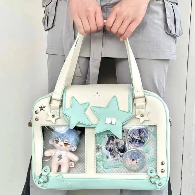 Y2K Trendy Star Ita Bag Lolita Girl Transparent Pocket Womens DIY Display Shoulder Bag Fashion Crossbody Bag Cute Purse Handbag 240819