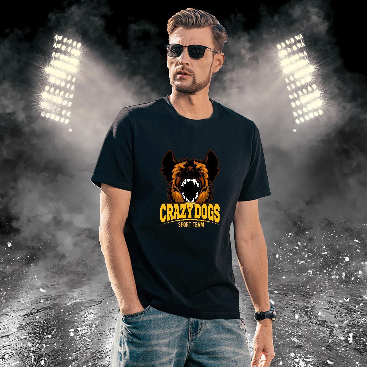 Free Shipping T shirt crazy dog Breathable Street wear Hip Hop Graphic 230g Cotton Men Tshirts Brand Tees Shirts
