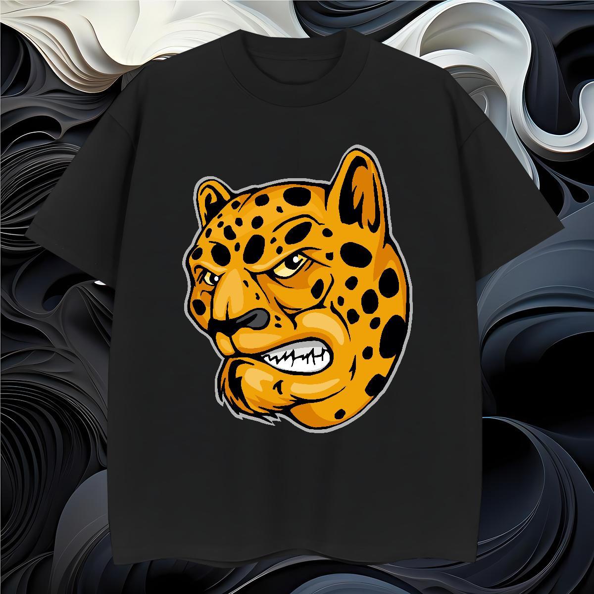 Classic Casual Men Tees leopard Sports Casual 230g 100% Cotton Clothings Breathable Short Sleeve Soft Man T Shirts Floral Print