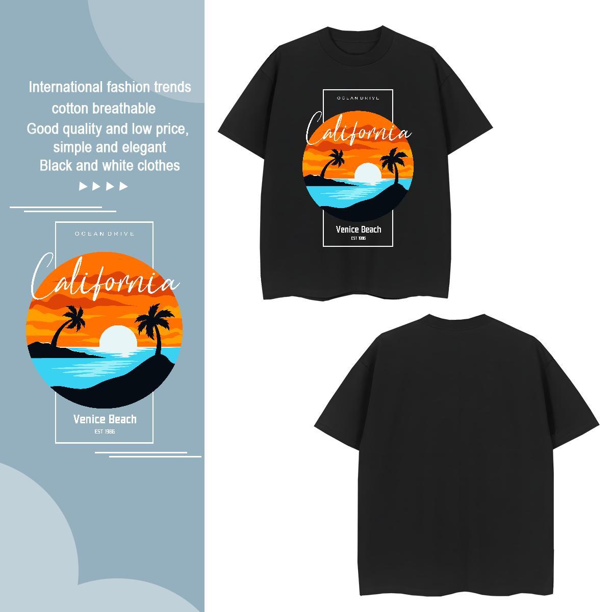Loose tree 100% Cotton 230g Men Clothes T-Shirt Sport Pure Cotton T Shirts Men Custom Plus Size Cartoon Tops