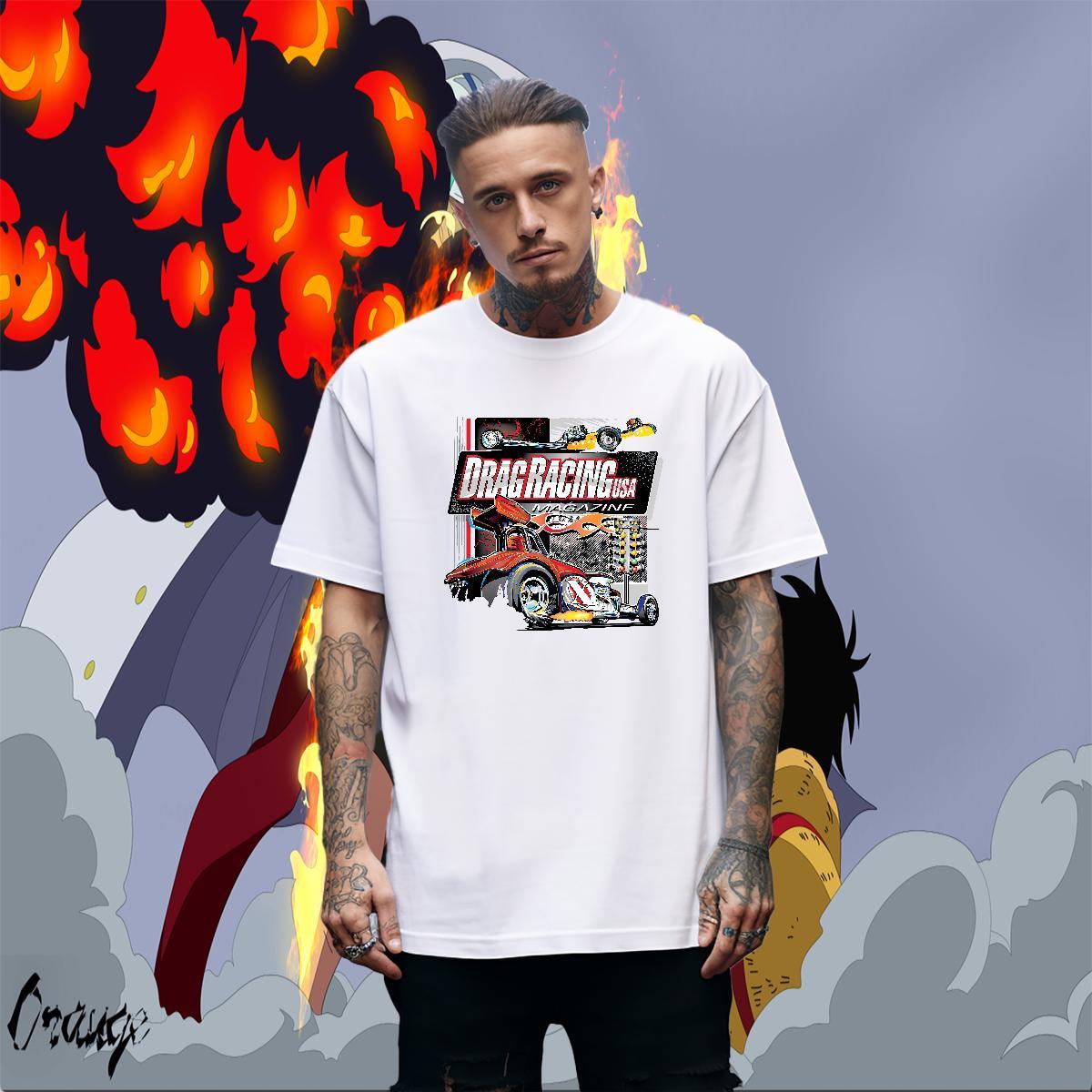 TOP Quality Men Tops Tees Street 100% Cotton 230g DIY Printed Crew Neck car Mens T Shirts Classic Casual Clothings