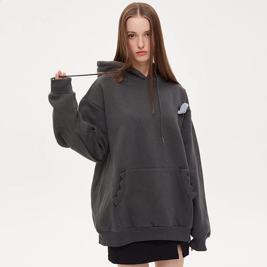Dinosaur Hoodie Fin Tail Loose Y2K Pullover Sweatshirt Men Harajuku Oversized Hip Hop Streetwear Hoodie Fleece Tracksuit 240819