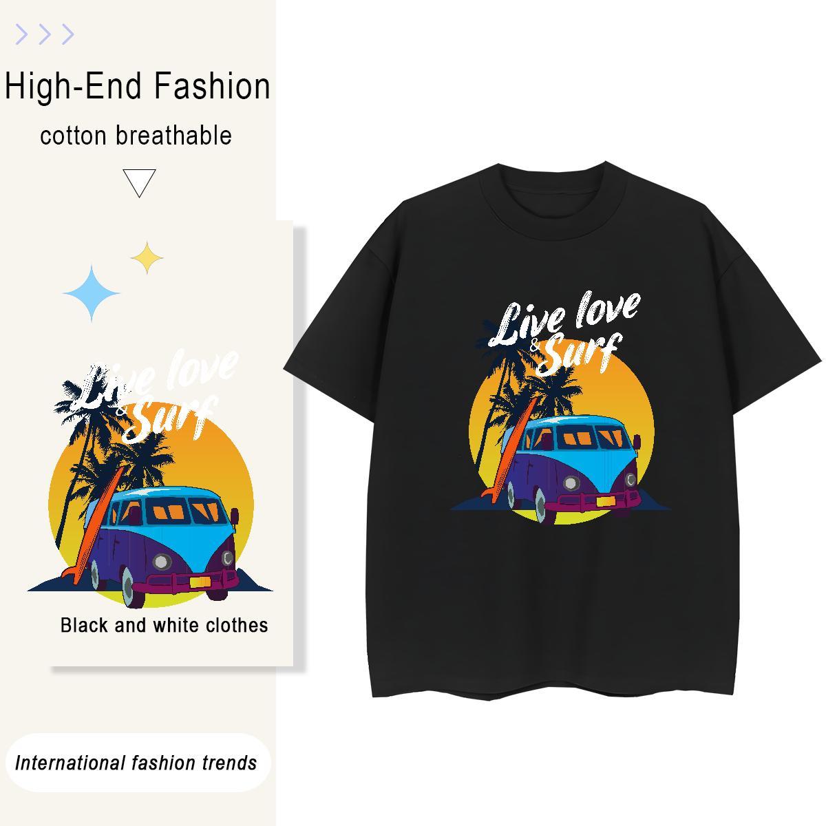 Classic sea 230g Cotton Tshirt for Man Woman High Street Hip Hop Breathable Short Sleeve Men T Shirts Fashion Design Cartoon Printing L-4XL Top Tees