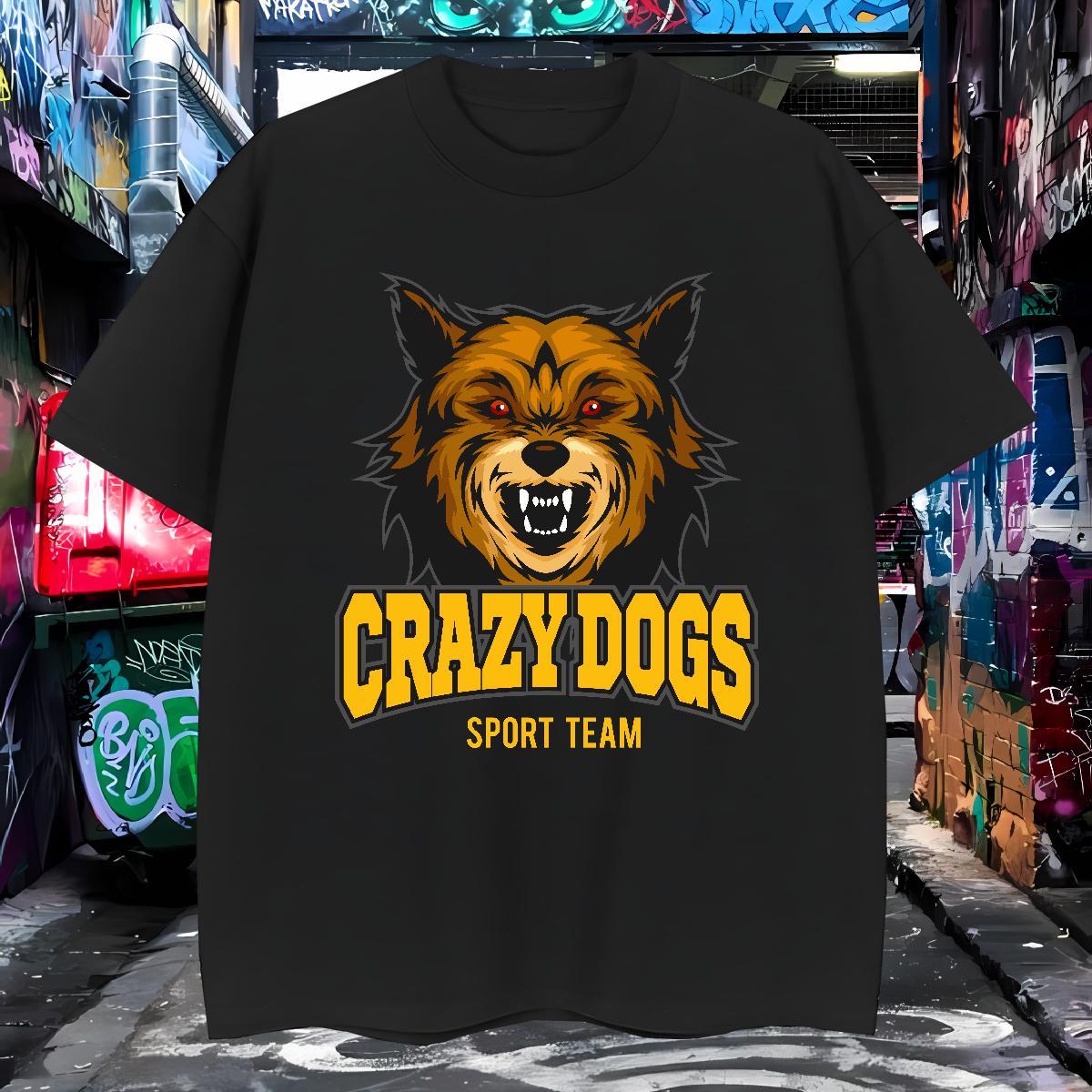 Brand crazy dog T Shirt For Man Anime Printing Street Couples T Shirts 230g Pure Cotton 2024 New O-Neck Short Sleeve Custom Anime Tees