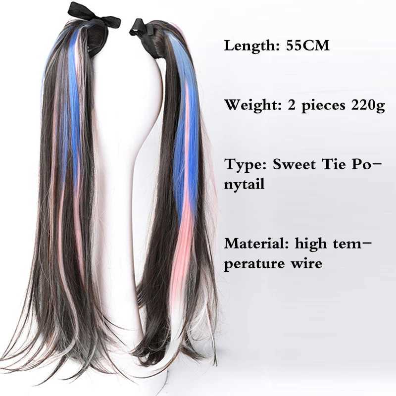 New womens ponytail hair extension synthetic wig suitable for womens natural black smooth small ponytail headband W240817