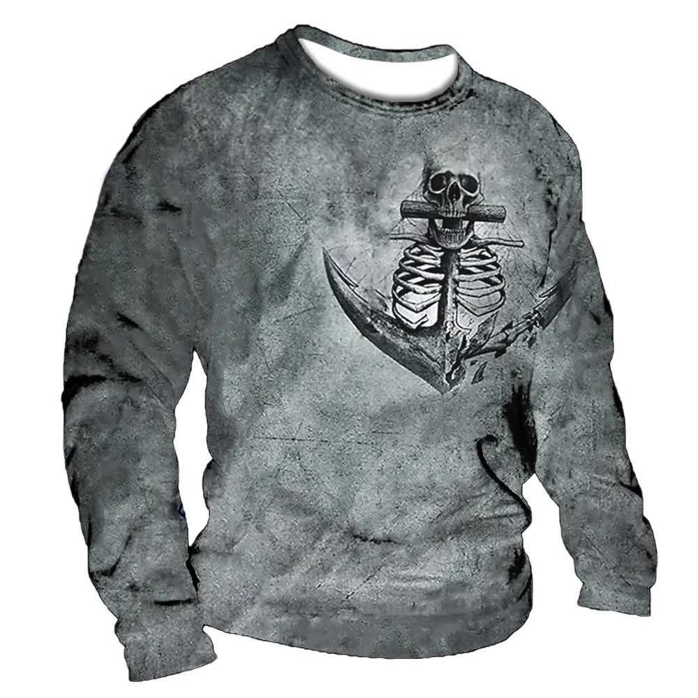 Vintage Print Long Sleeve T-shirt 3d T Shirt Compass Long Sleeve Casual O-Neck Shirt Oversized Tops Tee Shirt Man ClothesXJ240819