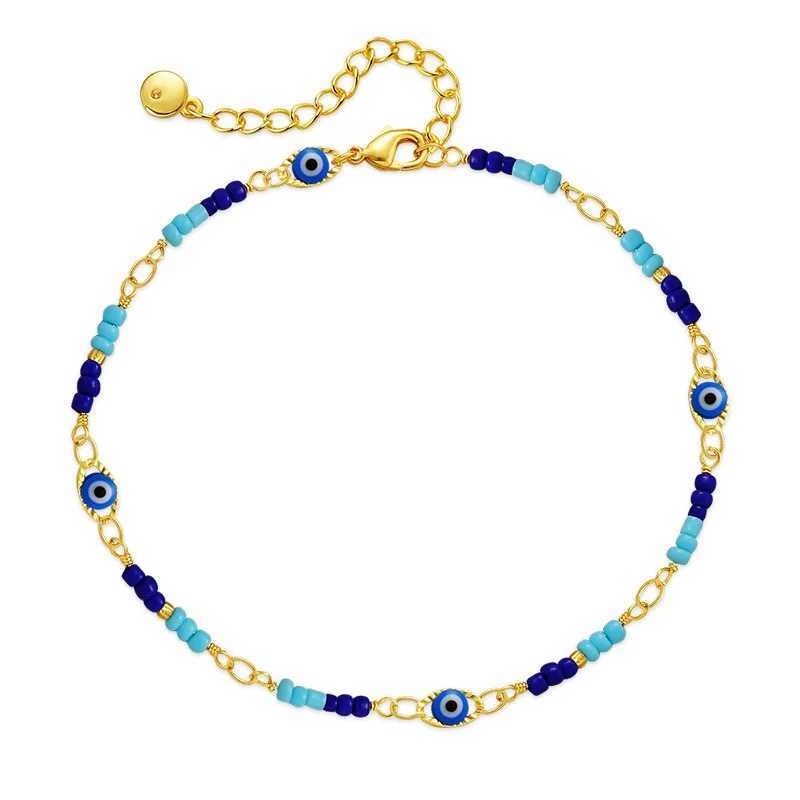 Copper plated 18K gold European and American colored eye accessories Anklet womens fashion jewelry trend Versatile W240815