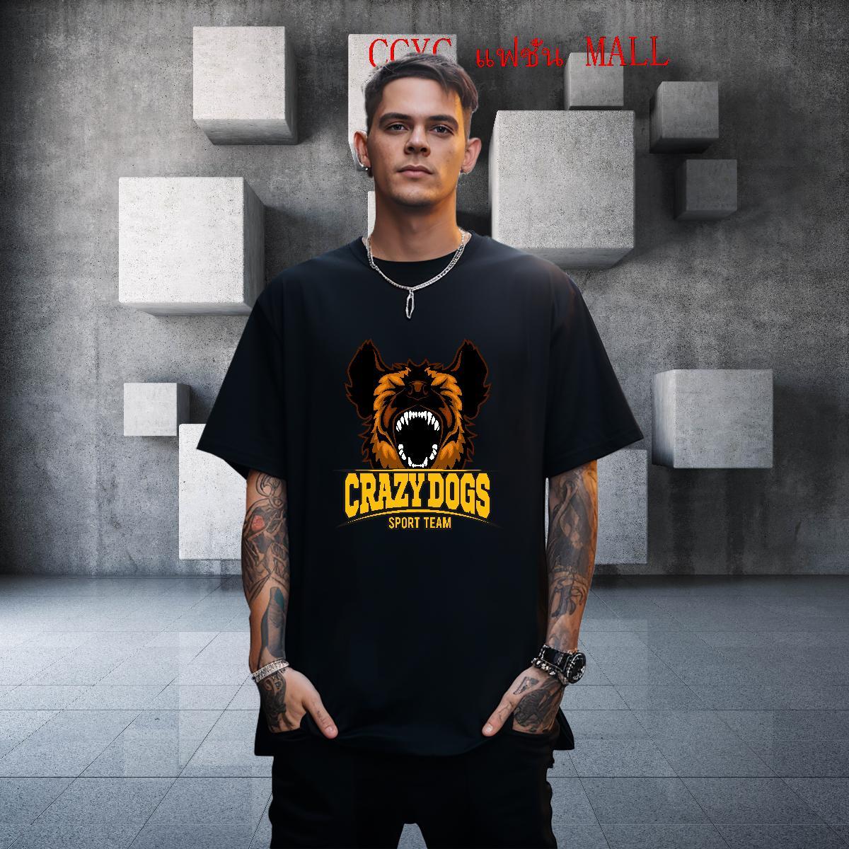 Comfortable T shirt crazy dog Breathable Crew Neck Summer Casual Oversized 4XL 230g Pure Cotton Tshirt for Man Woman Stylist Top Tees