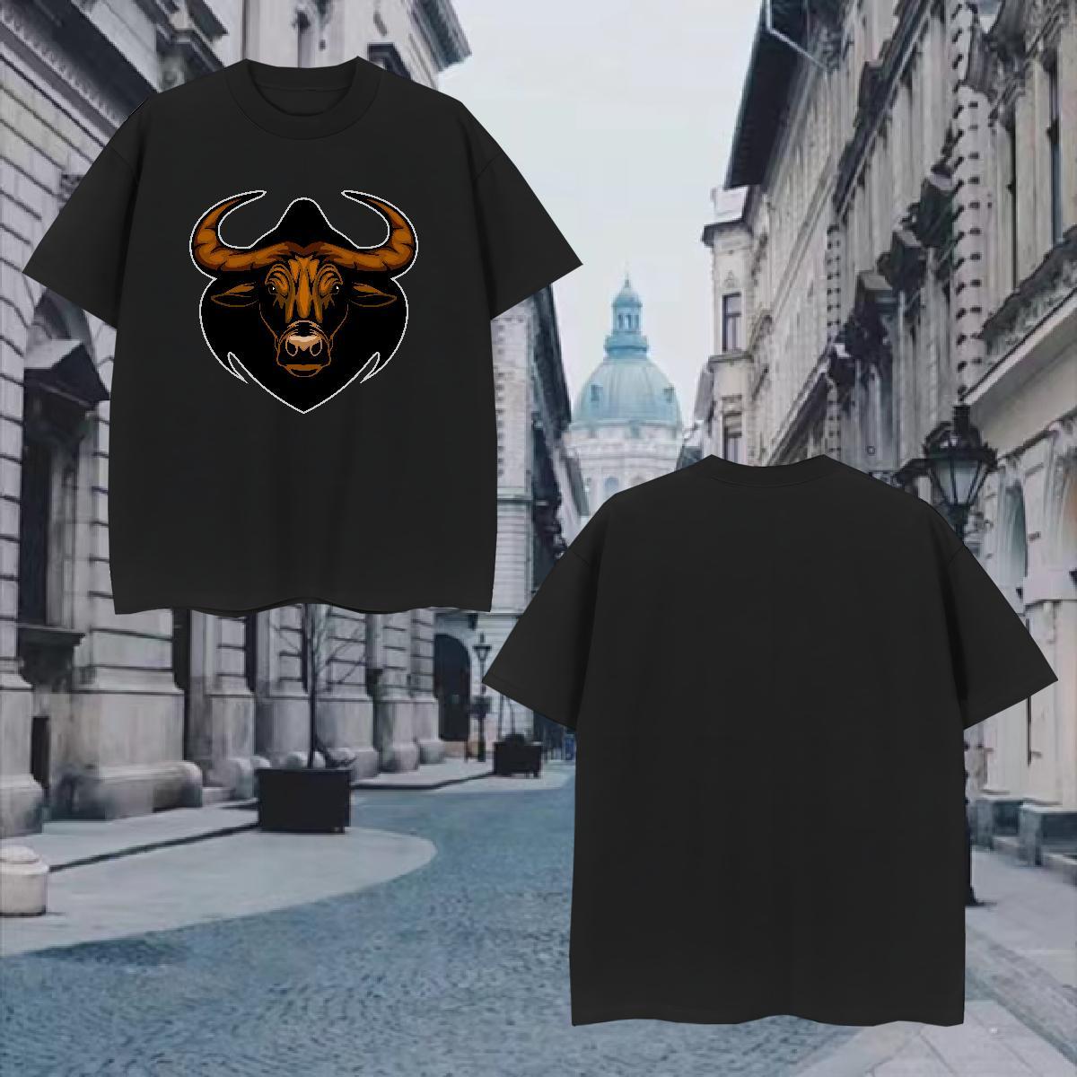 Soft Men T Shirts bull O Neck Short Sleeves Summer Casual Graphic 230g Cotton Men Tshirts Classic Casual Polos