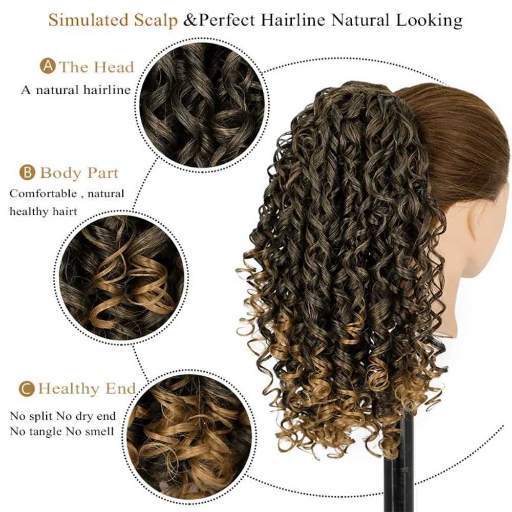 Ponytail female drag model spiral curl small curl natural fluffy African elastic mesh wig chemical fiber ponytail W240817