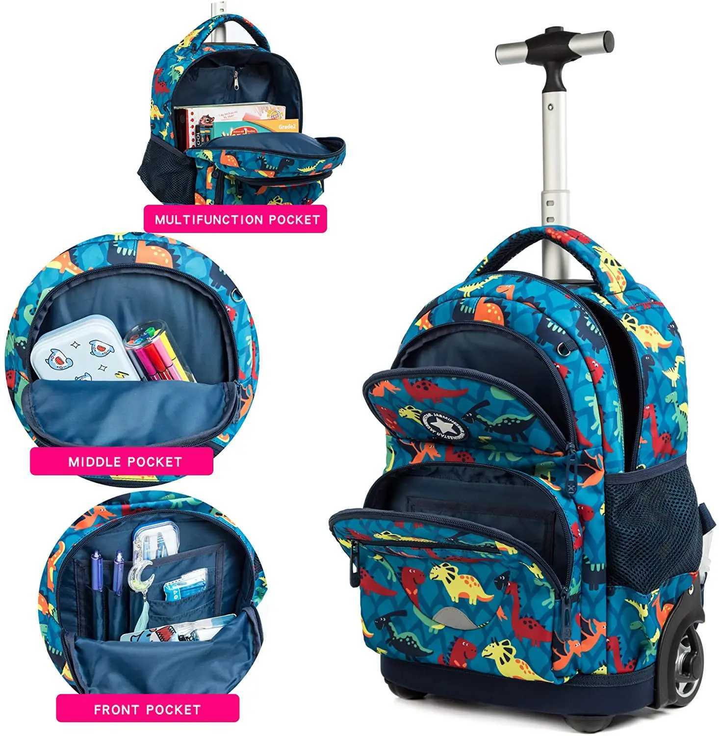 Kids 16 inch School Rolling Backpack Bag girls School Trolley Bag for boys Laptop Trolley Backpack Children Rolling luggage Bags Y240820