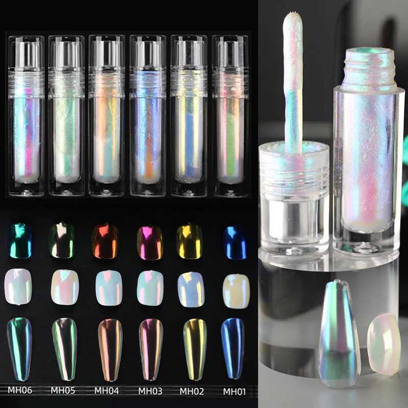 Aurora Liquid Mirror Powder Pigment with Brush Moonshine Powder Nail Art Glitter DIY Holographic Nail Art Decorations ManicureXJ240815
