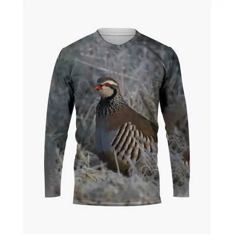 Camouflage Hunting Animals Quail Print Summer Mens O-Neck T-shirt Casual Long Sleeve Oversized Pullover Fashion Men ClothingXJ240819