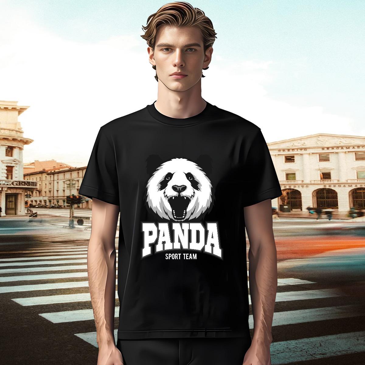 2024 DIY Men Tees panda High Street Hip Hop 230g 100% Cotton Tops Tees O Neck Short Sleeves High Quality T-Shirts Custom Printed