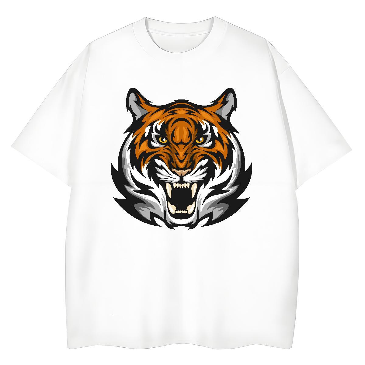Custom Womens Tshirts Daily Outfit Comfortable Clothings Loose 100% Cotton 230g tiger DIY Anime Printed T-Shirts for Women