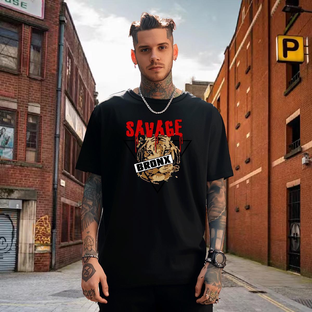 Popular T-Shirts tiger Short Sleeve Soft Anime Printing Street DIY 230g Cotton Men Clothes T-Shirt Designer Tops Shirt