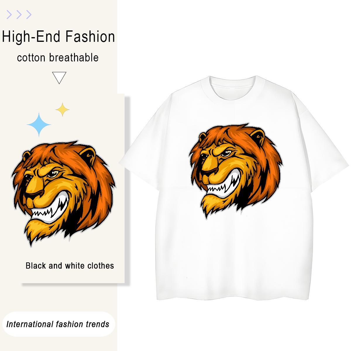 Fashion Design Mens Tshirts lion Daily Wear 100% Cotton 230g Tops Shirt Breathable Loose Fit T shirt Anime