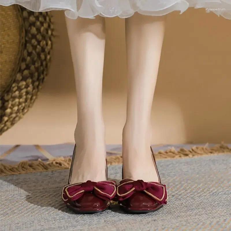 Dress Shoes Pumps On Heeled Mary Jane Red Ladies Summer Footwear For Women 2024 Gothic Square Toe High Heels Japanese Style Lolita E A