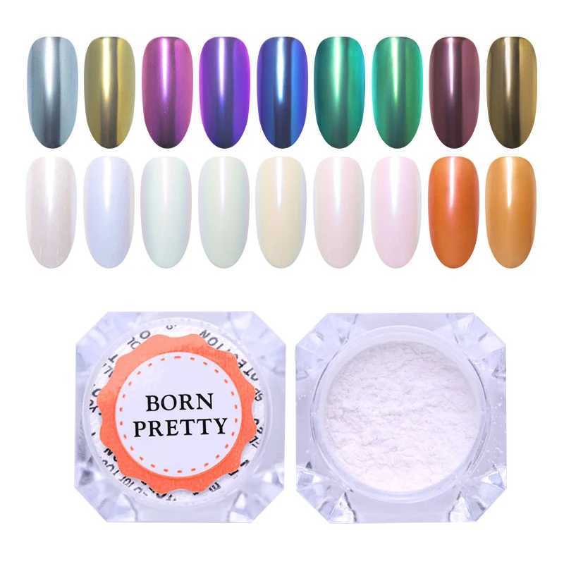 BORN PRETTY Mirror Glitter Nail Chrome Pigment Dust Power Pearl White Rubbing Powder Nail Glitter Nail Art Decorations ToolXJ240815