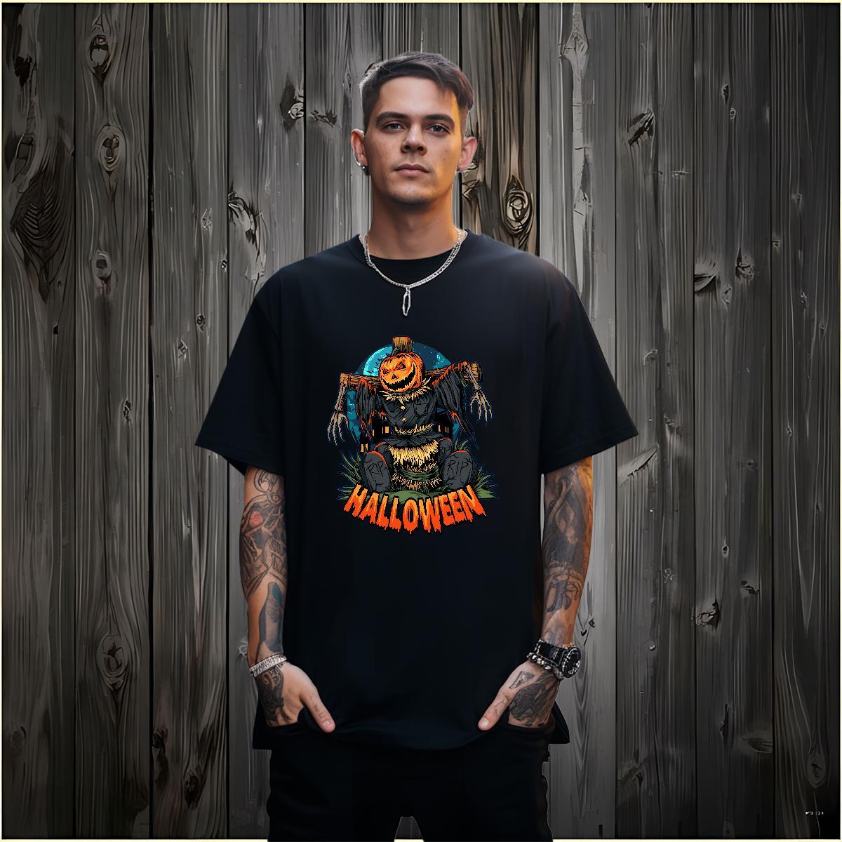 Soft Men T Shirts pumpkin O Neck Short Sleeves Street DIY 230g Pure Cotton Men Tshirts Fashion Design Tops Shirt