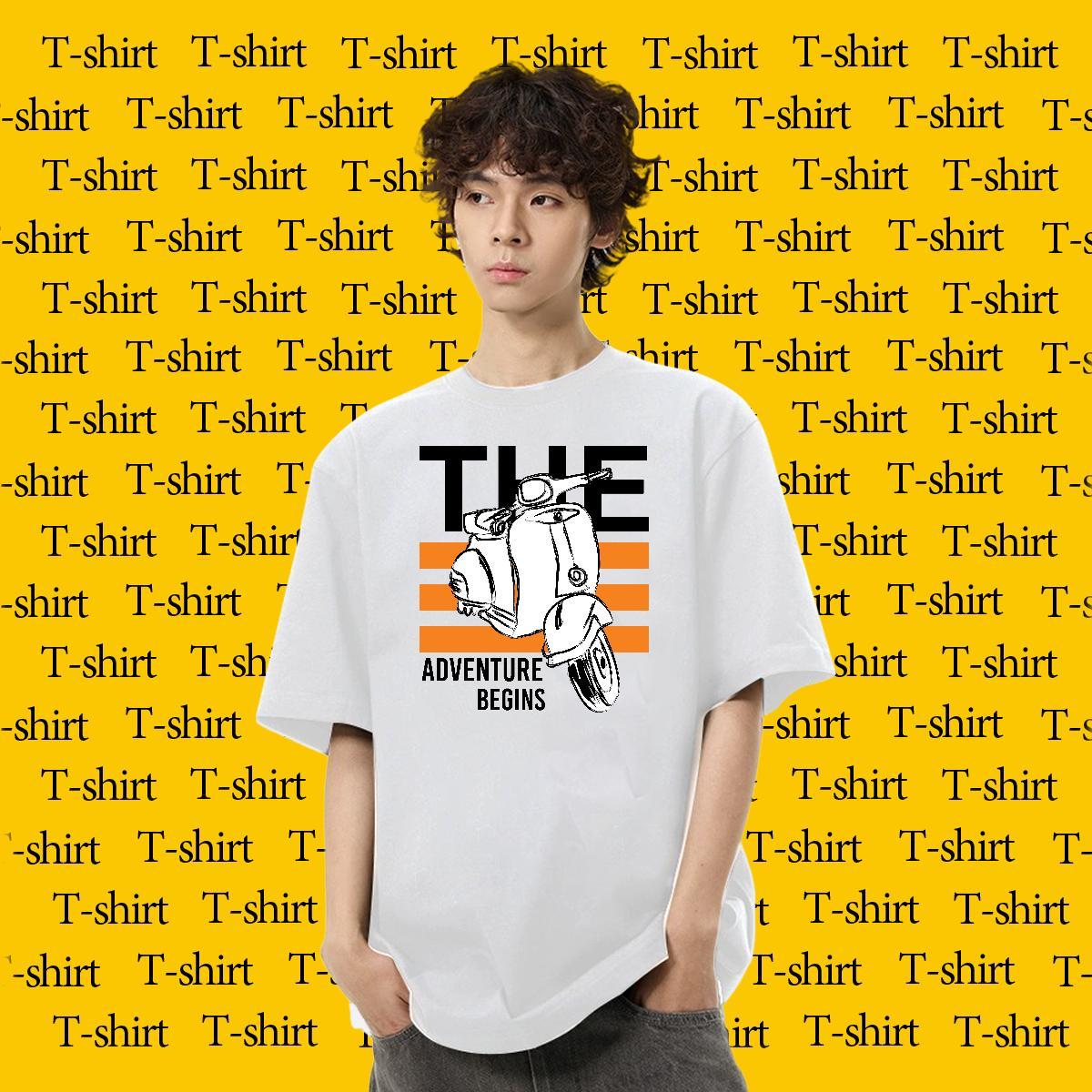 Designer Men Tshirts Spring Summer 100% Cotton 230g Anime O Neck Short Sleeves Motorcycle T Shirts Men DIY Customized Clothes