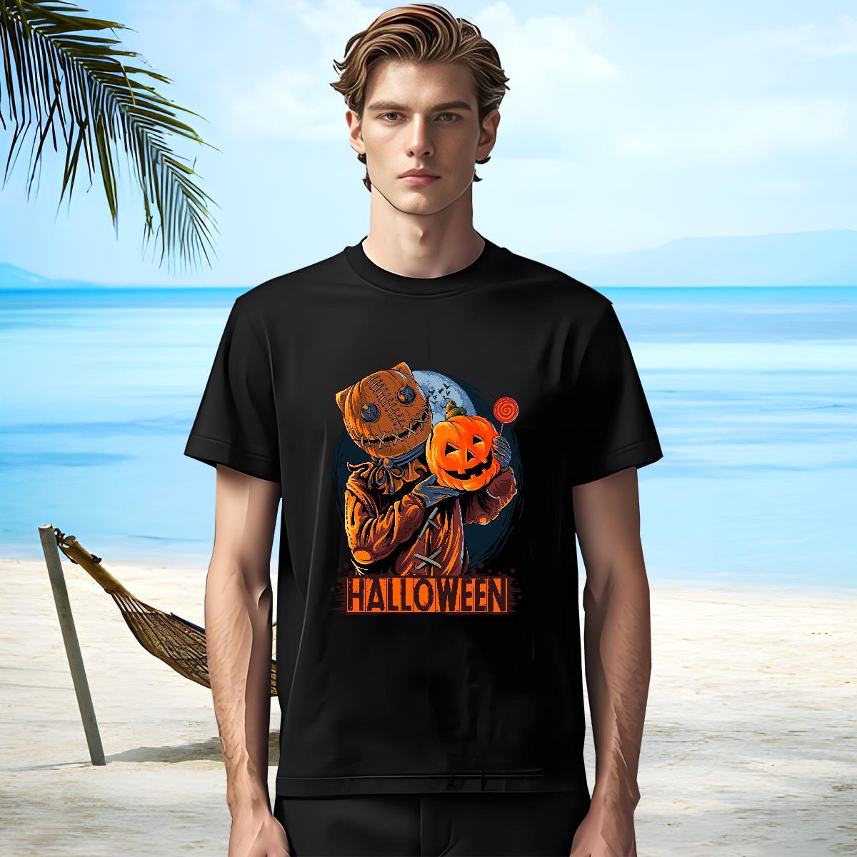 Soft T-Shirts for Men pumpkin Pure Cotton Beach Asian Size 230g Cotton Tshirt for Man Woman Fashion Casual Tshirts