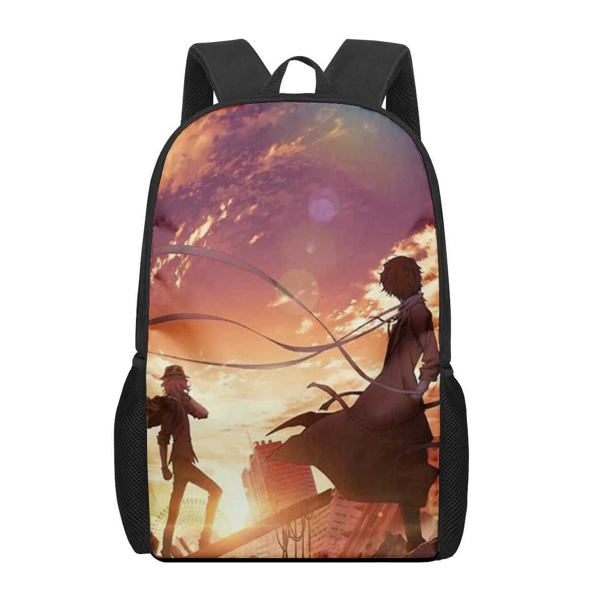 Bungo Stray Dogs Anime Print Men Backpack Kids Boys Rock Roll Backpacks School Bags for Teenage Daily Bagpack Book Bag Packs Boo Y240820