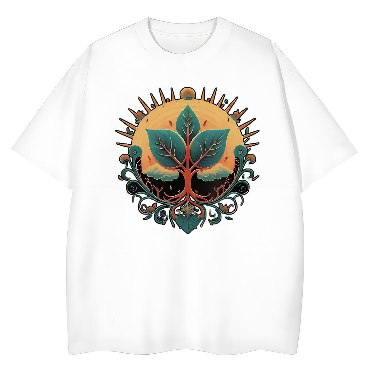 2024 Tshirt for Man Woman tree Outdoor 230g 100% Cotton Tees Round Neck Short Sleeve Soft T Shirt For Man Anime Print