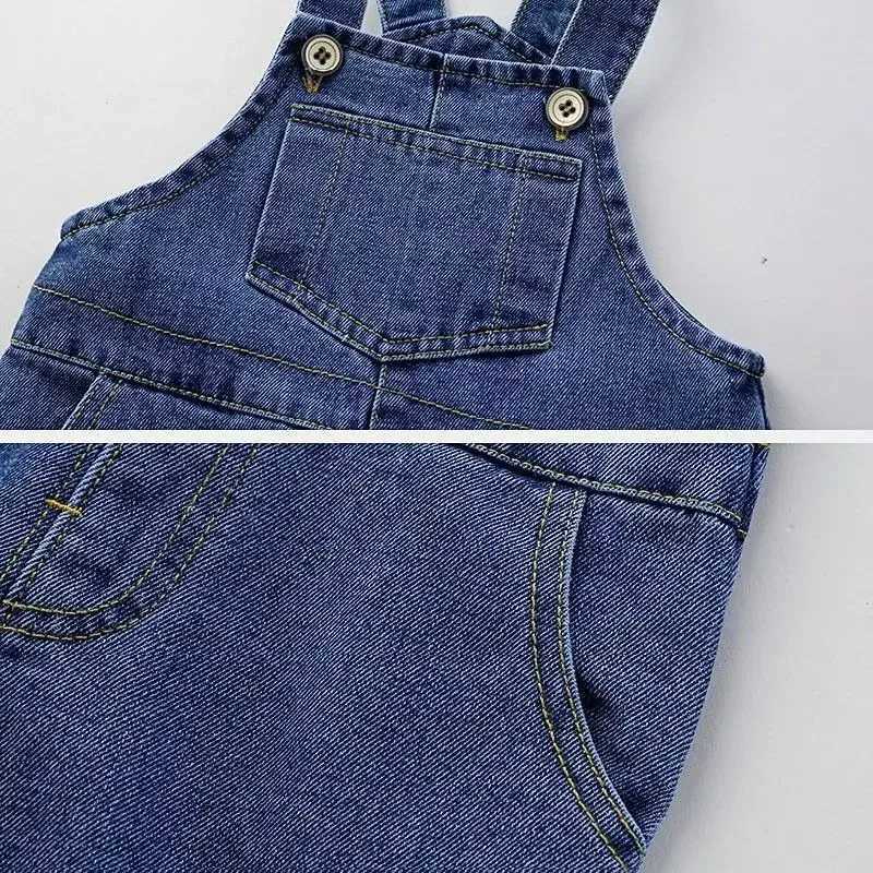 New baby girl boy Jean Overalls baby bib pocket denim workwear childrens casual jumpsuit 12m-7T W240806