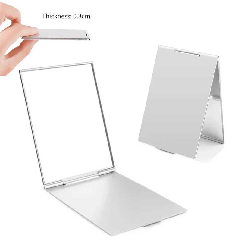 Aluminum Folding Mirror Pocket Mini Portable Makeup Mirrors Travel Hand Small Mirror Vanity Foldable Compact Cosmetics Tools Y240819