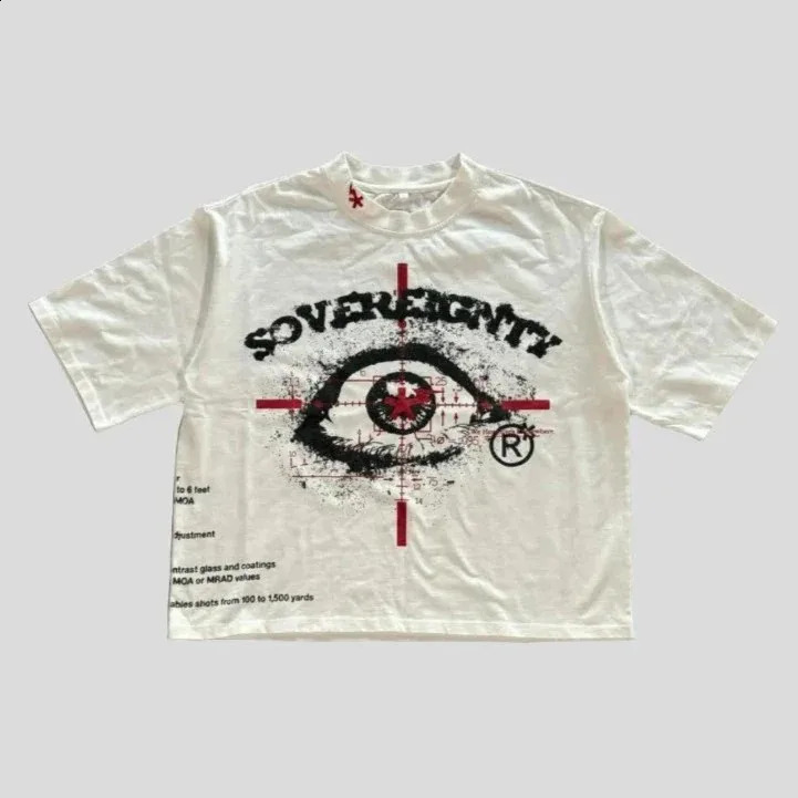Streetwear Fashion Classic Tshirt Harajuku Big Eye Pattern Printed Gothic Casual Short Sleeve Y2K Mens Clothing 240819
