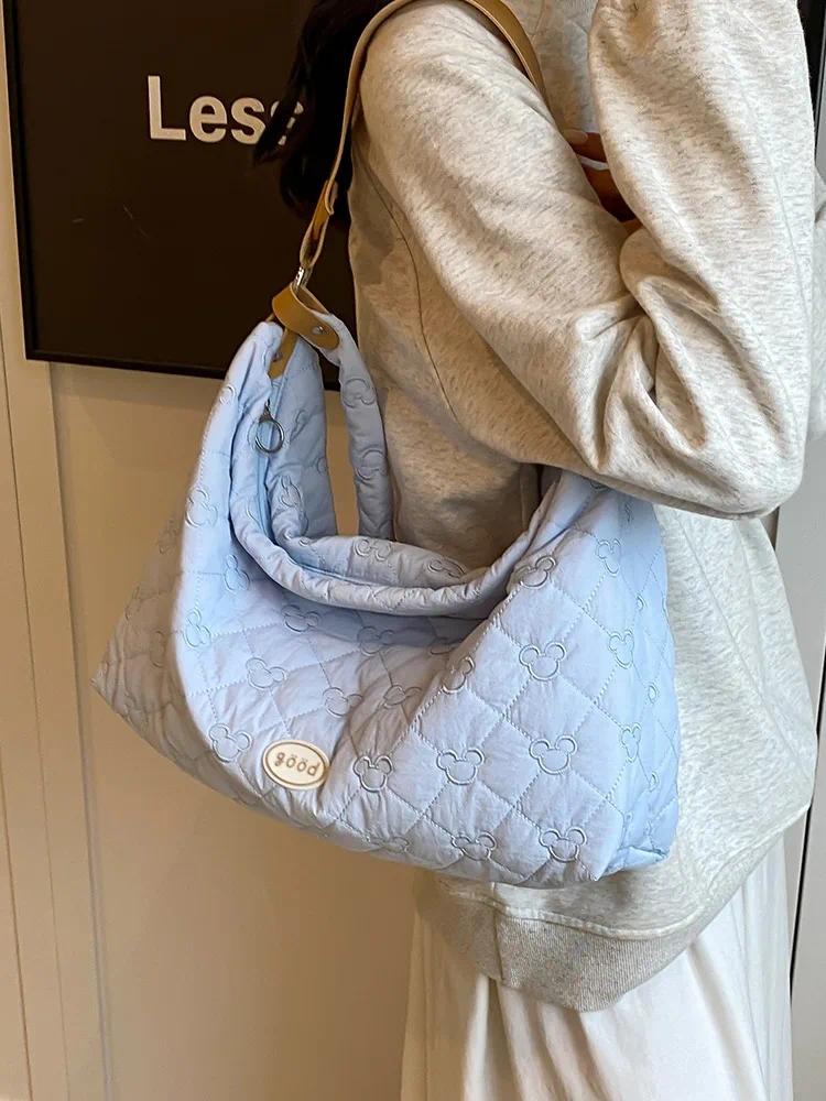 Hobo Canvas Bag Women's Tote Large Capacity Summer Crossbody 2024 Casual Plaid College Class High Quality Travel 05f0