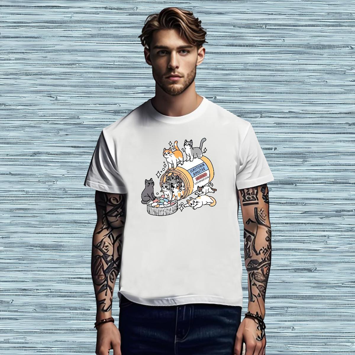 DIY Men Tees cats High Street Hip Hop 230g Cotton Tshirts Breathable Popular Mens T Shirts Black Oversized