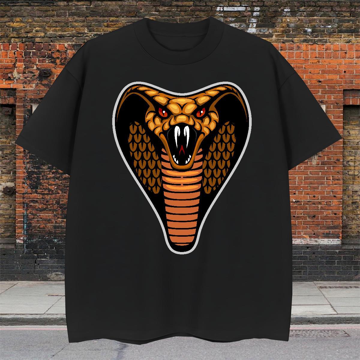 Unisex Men T Shirts cobra Crew Neck Breathable Spring Summer Cartoon Printing L-4XL 100% Cotton 230g Couples T Shirts Fashion Clothings