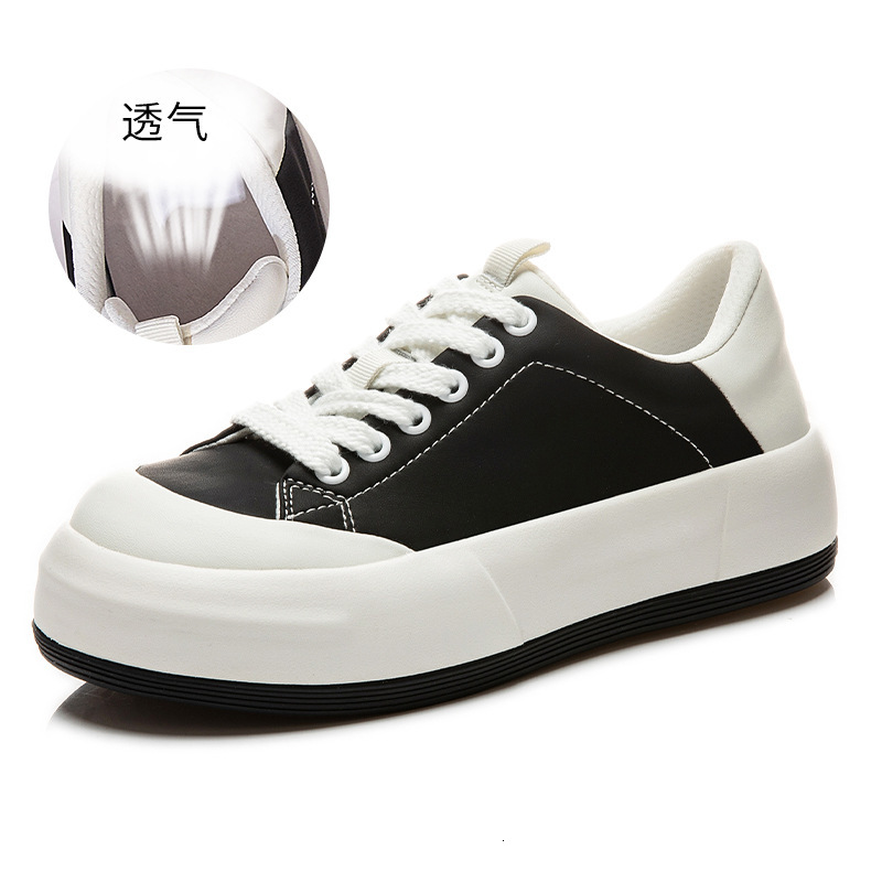 Ddmysports Absorbing Film Sole Genuine Leather Spring New Women S Flat For Casual Height Increase Small White Shoes Breathable Board OUTDOOR
