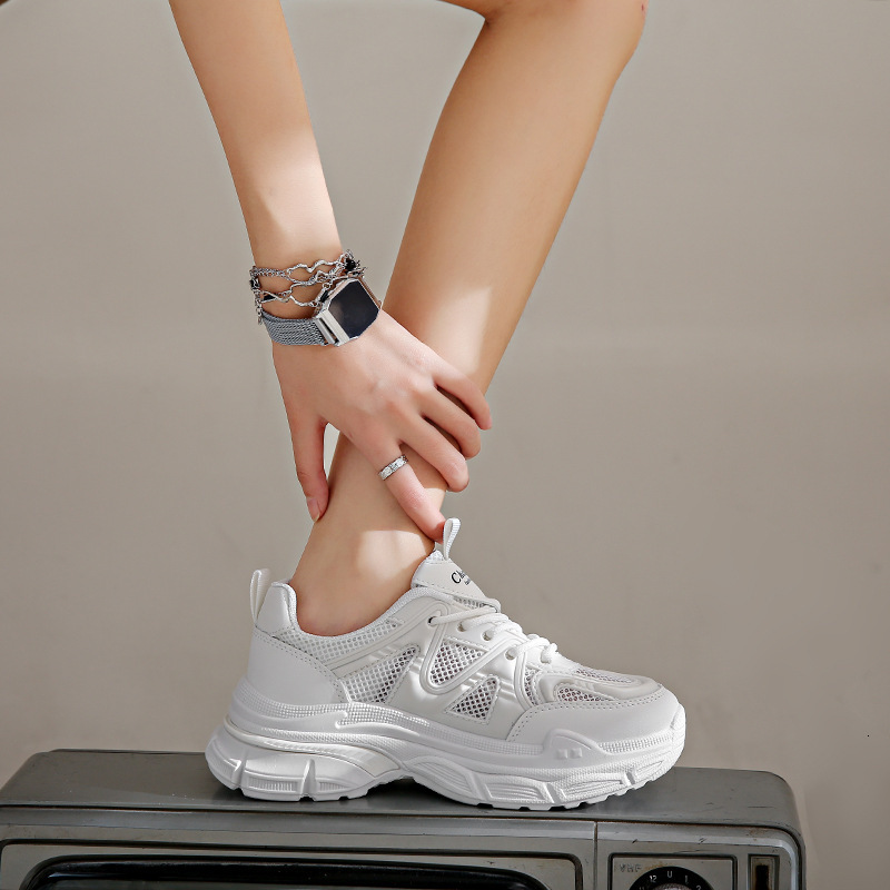 Ddmysports Dad S Women Shoes New Spring And Autumn Korean Version Breathable Mesh Surface Thick Sole White Casual Running Sports OUTDOOR
