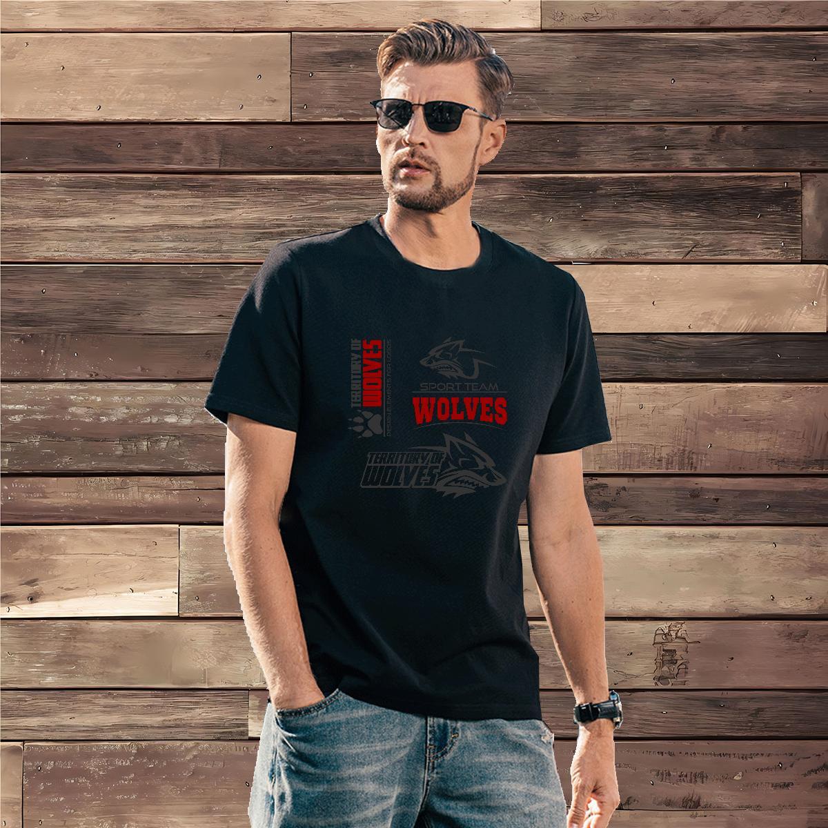 Designer T Shirts Men wolf Breathable Short Sleeve Casual Plus Size Custom 100% Cotton 230g Men Tees 2024 DIY Polos