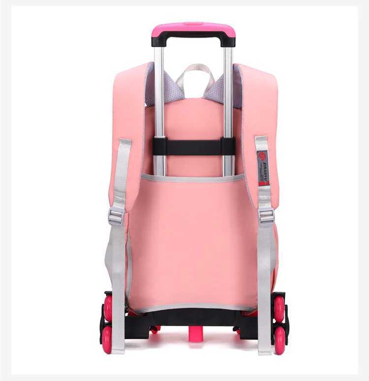 NEW CuteStudent School bag Rolling Backpack kids Trolley bag girl school backpack Large-capacity child waterproof wheeled bag Y240820