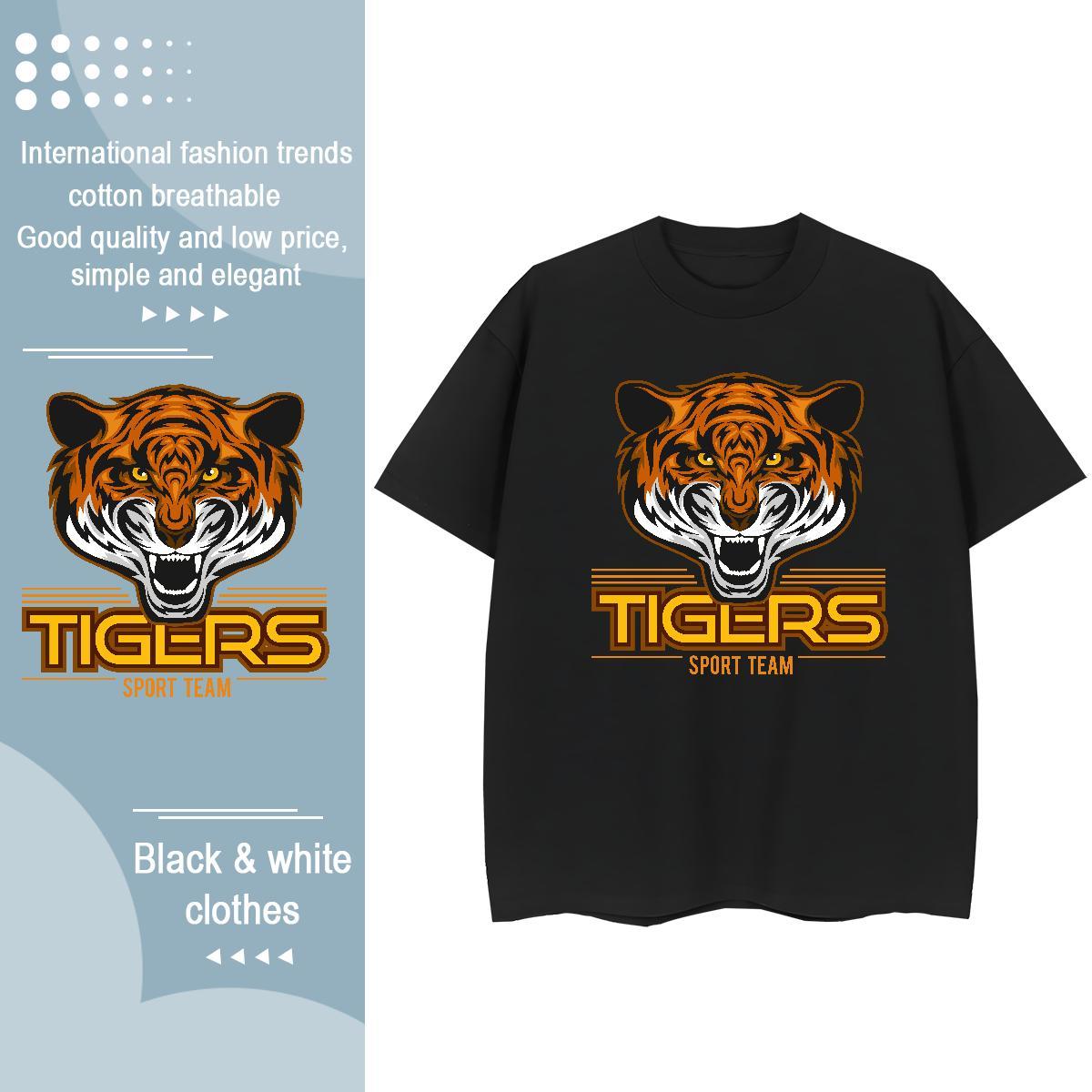 Classic Men T Shirts tiger Breathable Hip Hop Street Black Oversized 230g Cotton Tshirt for Man Woman New Arrival Tops