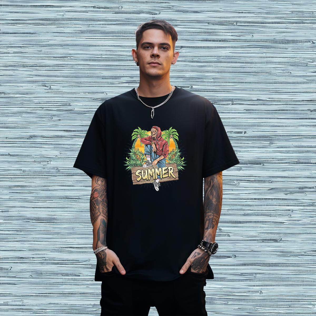 Loose Men T Shirts skull Breathable Short Sleeve Outdoor White Plus Size 230g Cotton Tshirt for Man Woman Fashion Designer Clothes