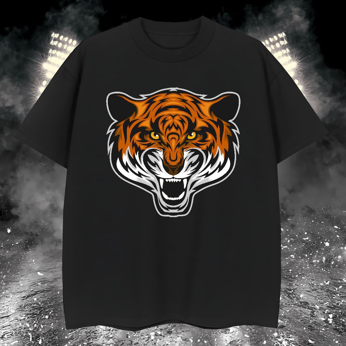 Cool T Shirts Men tiger Crew Neck Breathable Sport Graphic 100% Cotton 230g Men Tshirts 2024 Tops
