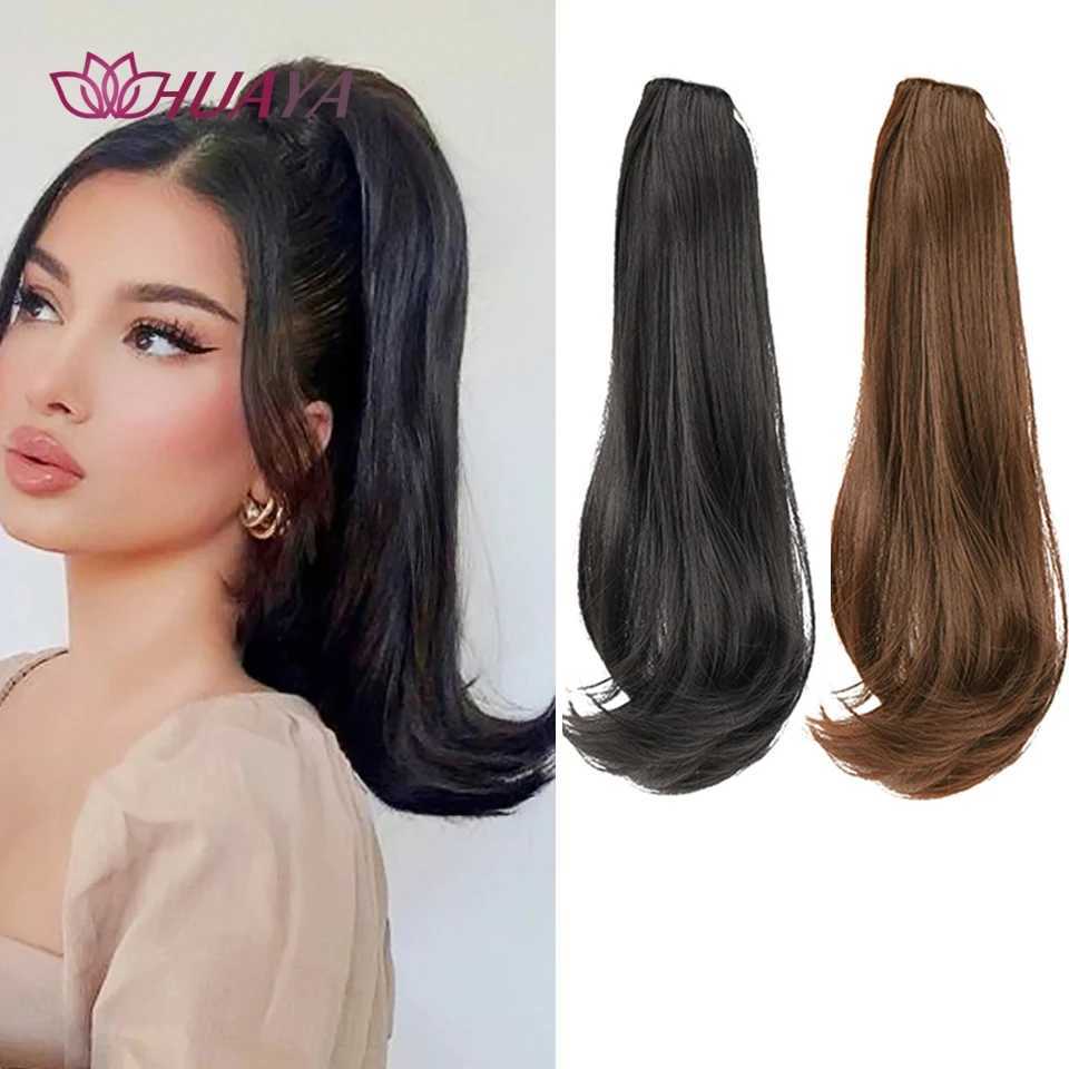 HUAYA synthetic straight wave ponytail with grab clip ponytail wig curly hair fake ponytail female fluffy hair W240817