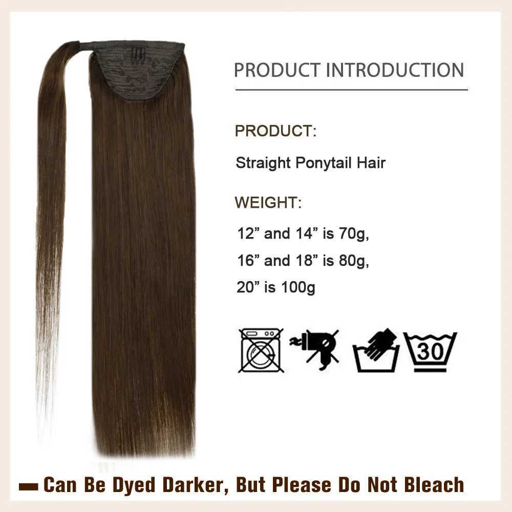 Full gloss ponytail extension solid color clip on ponytail extension 100% machine Remy Brazilian ponytail human hair W240817