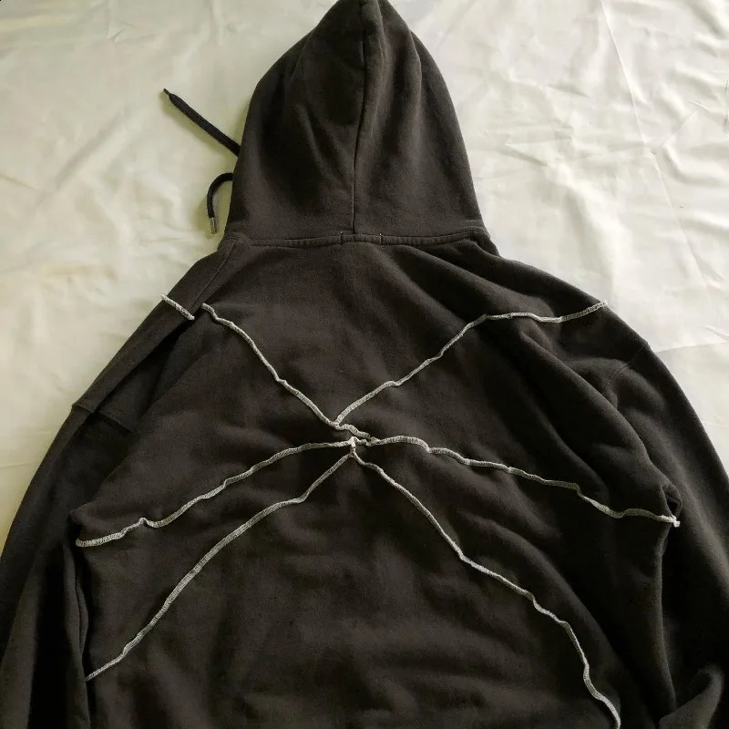 Harajuku Hip Hop hoodie Y2K Gothic embroidery Patchwork vintage Oversized hoodie Men women Pullover Hoodie fashion Streetwear 240819