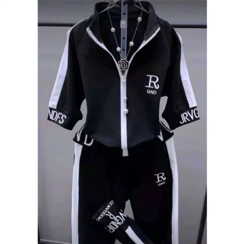 Womens Casual Tracksuit Spring And Autumn Fashion Suit Plus Size Short Sleeve Hooded Tops Pants 2 Two Piece Set For Women 240820